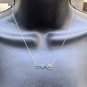 Lovely Bride Heartbeat wedding ring necklace 18" sterling silver